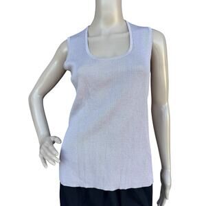 St. John L Ribbed Knit Tank Top Shell Viscose Wool Blend Resort
